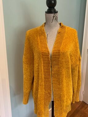 ModCloth Golden Mustard Chenille Open-Front Cardigan